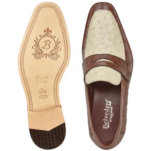 Belvedere Espada Tabac / Bone Genuine Ostrich Quill Penny Loafer - 6