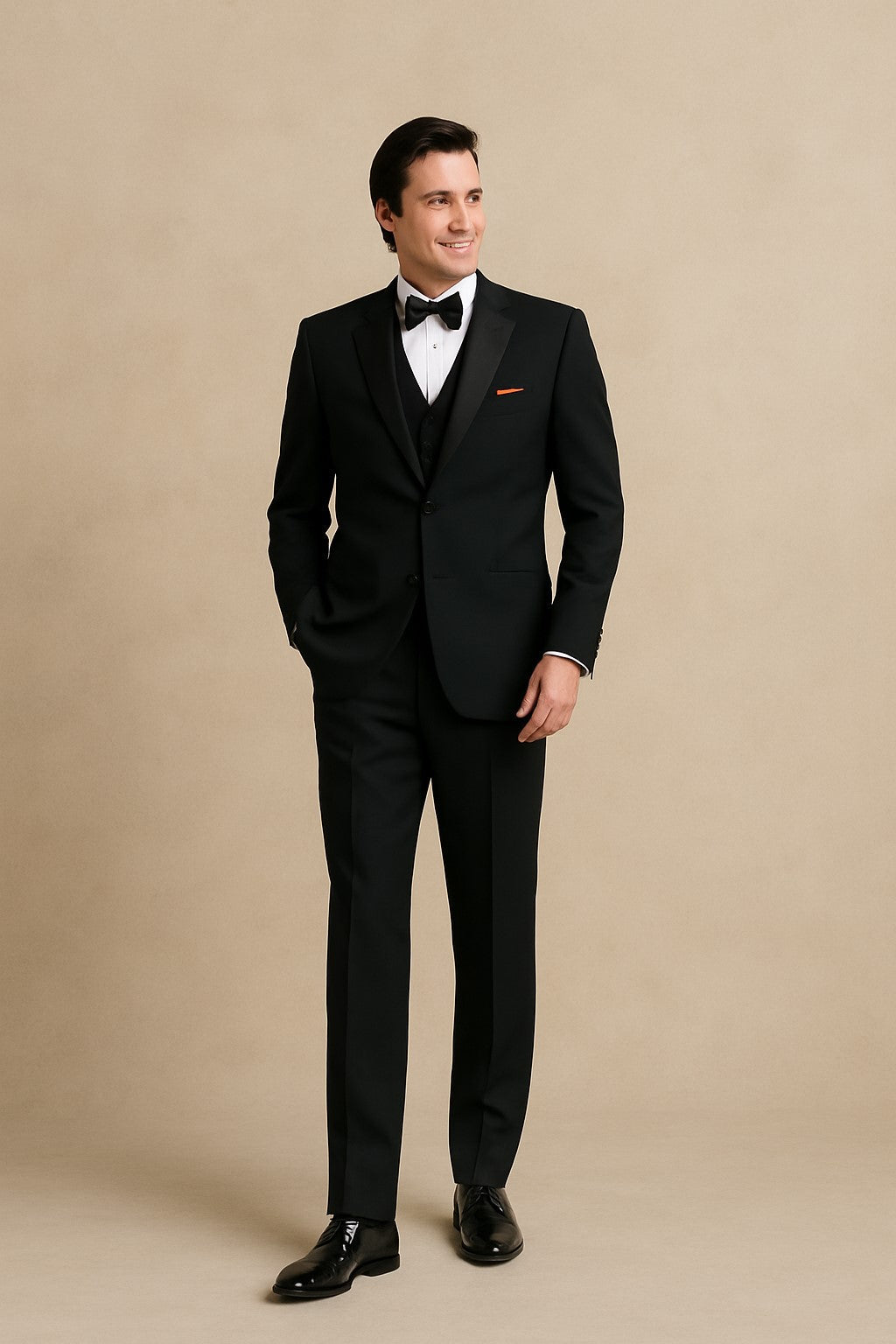 EXTRA SUPER 150'S WOOL 2 BUTTON Men's BLACK TUXEDO WITH IT A BEAUTY FOR ANY WED - 36 Short & any size pants (plz specify in payment comment section)