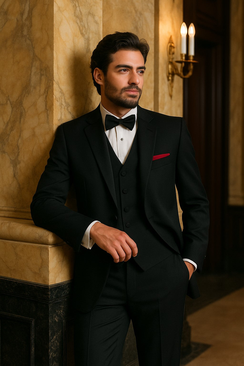 EXTRA SUPER 150'S WOOL 2 BUTTON Men's BLACK TUXEDO WITH IT A BEAUTY FOR ANY WED - 36 Short & any size pants (plz specify in payment comment section)