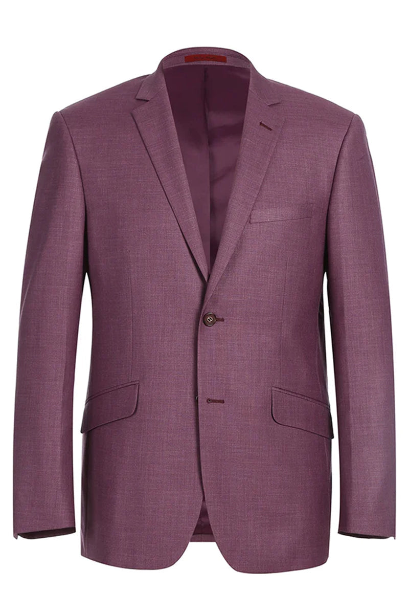 "Burgundy Berry Mauve Men's Slim Fit Two Button Suit" - 34 Short