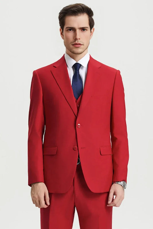 "Mens Stacy Adams Suit - Stacy Adams Suit Men's Designer Suit - Two Button Vested in Red"