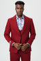 Men's Vested One Button Peak Lapel Stacy Adams Designer Suit in Cherry Red