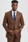 Men's Two Button Vested Stacy Adams Designer Sharkskin Suit in Cognac