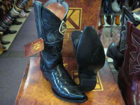 King Exotic Boots Gray Snip Toe Genuine Eel Leather Piping Western Cowboy Dress Cowboy Boot Cheap Priced For Sale Online EE- Botas De Anguila - 6EE