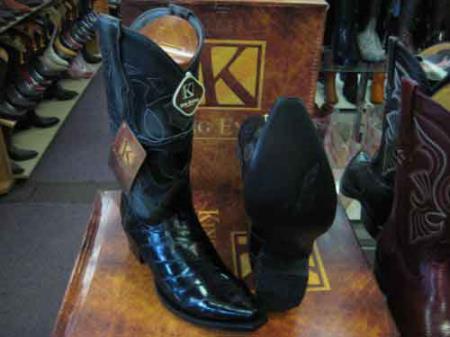 King Exotic Boots Snip Toe Genuine Eel Skin Leather Piping Western Cowboy Dress Cowboy Boot Cheap Priced For Sale Online EE Black- Botas De Anguila - 6EE