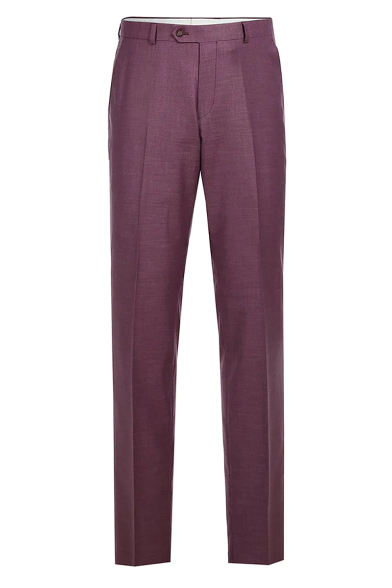 "Burgundy Berry Mauve Men's Slim Fit Two Button Suit" - 34 Short