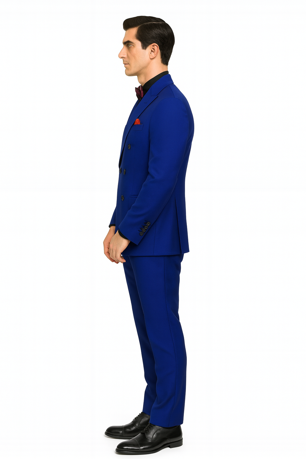 Ultra Slim Fit Double Breasted Royal Suit - Narrow Leg Pants - Gucci Cut - Tapered Jacket - 38 Short Jacket+32 Waist Adjustable 28to34)(Height: 5 4 to5 7 )(Neck  15-16.5)S-M)