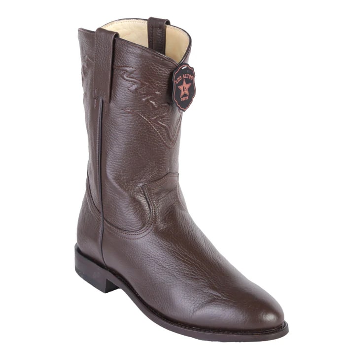 Los Altos Boots - Mens Dress Cowboy Boot - Low Priced Elk Roper Boots- in Black - 6