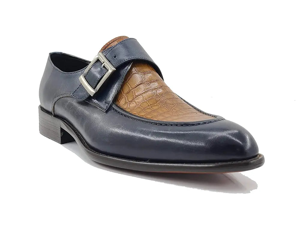 Embossed Moc Single Monkstrap Shoe - 7.5