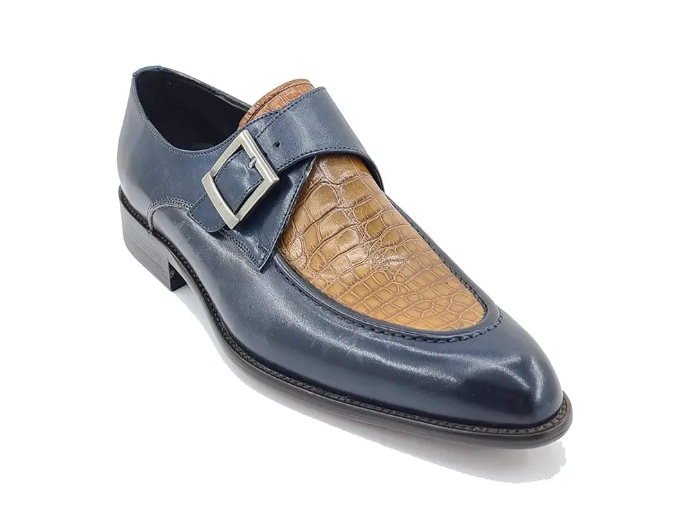 Embossed Moc Single Monkstrap Shoe - 7.5