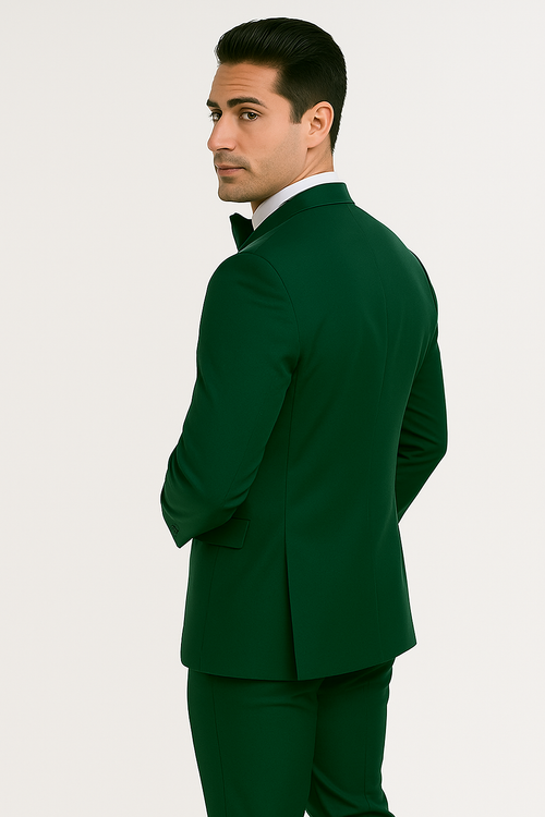 Emerald Green Satin Tuxedo Four Piece Set - Wedding - Prom