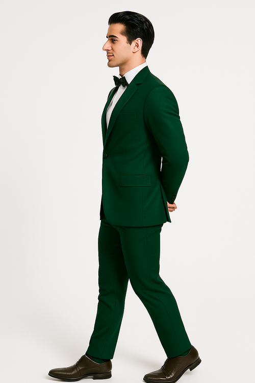Emerald Green Satin Tuxedo Four Piece Set - Wedding - Prom