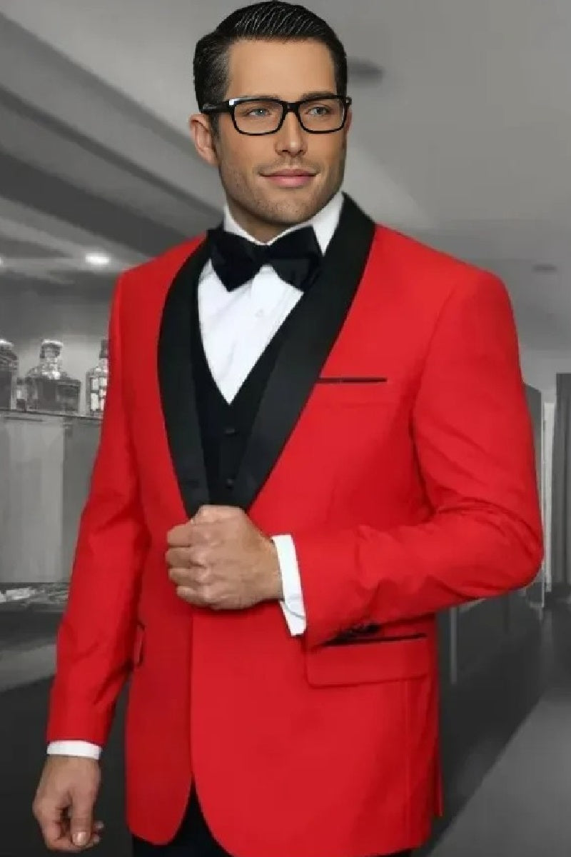 Encore Red 1-Button Shawl Four Piece Set Tuxedo