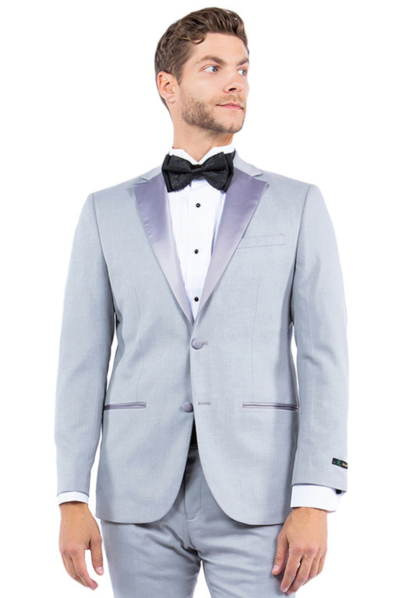 "Light Grey Modern Fit Men's Tuxedo Jacket - Two Button Notch Lapel" - 34 Short