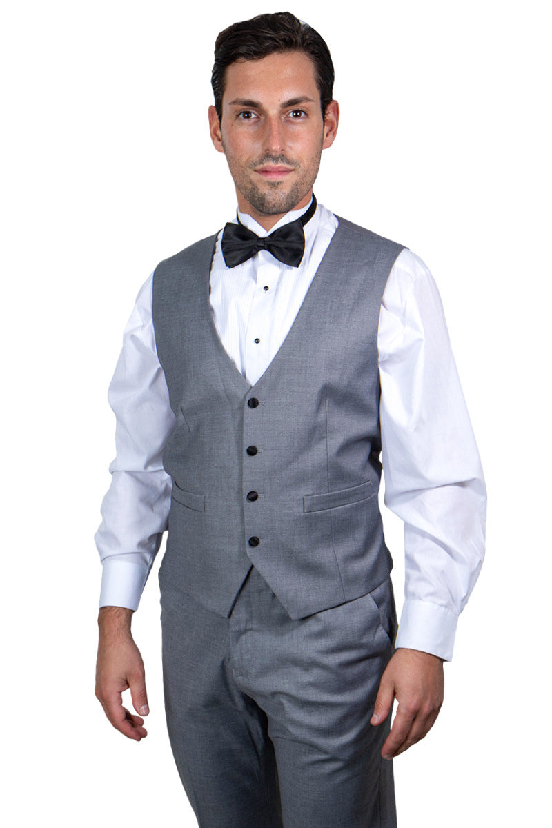"Mens Stacy Adams Suit - Stacy Adams Suit Men's Grey Vested Shawl Lapel Tuxedo - One Button" - 34 Regular