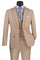 Glen Plaid Men's Slim Fit Vested Summer Business Suit - Beige