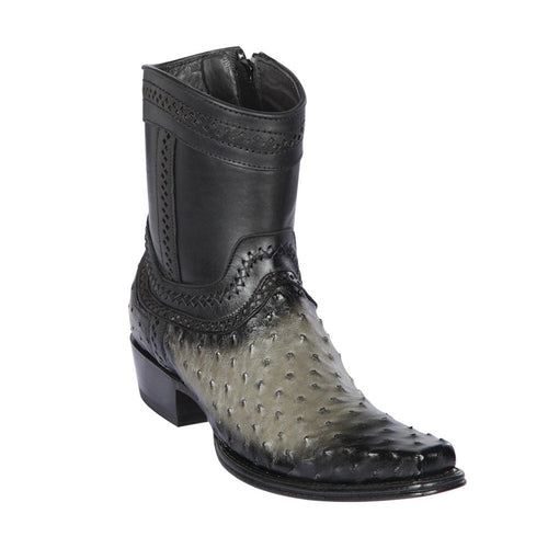 Los Altos Grey Ostrich Low Shaft European Square Toe Mens Boot