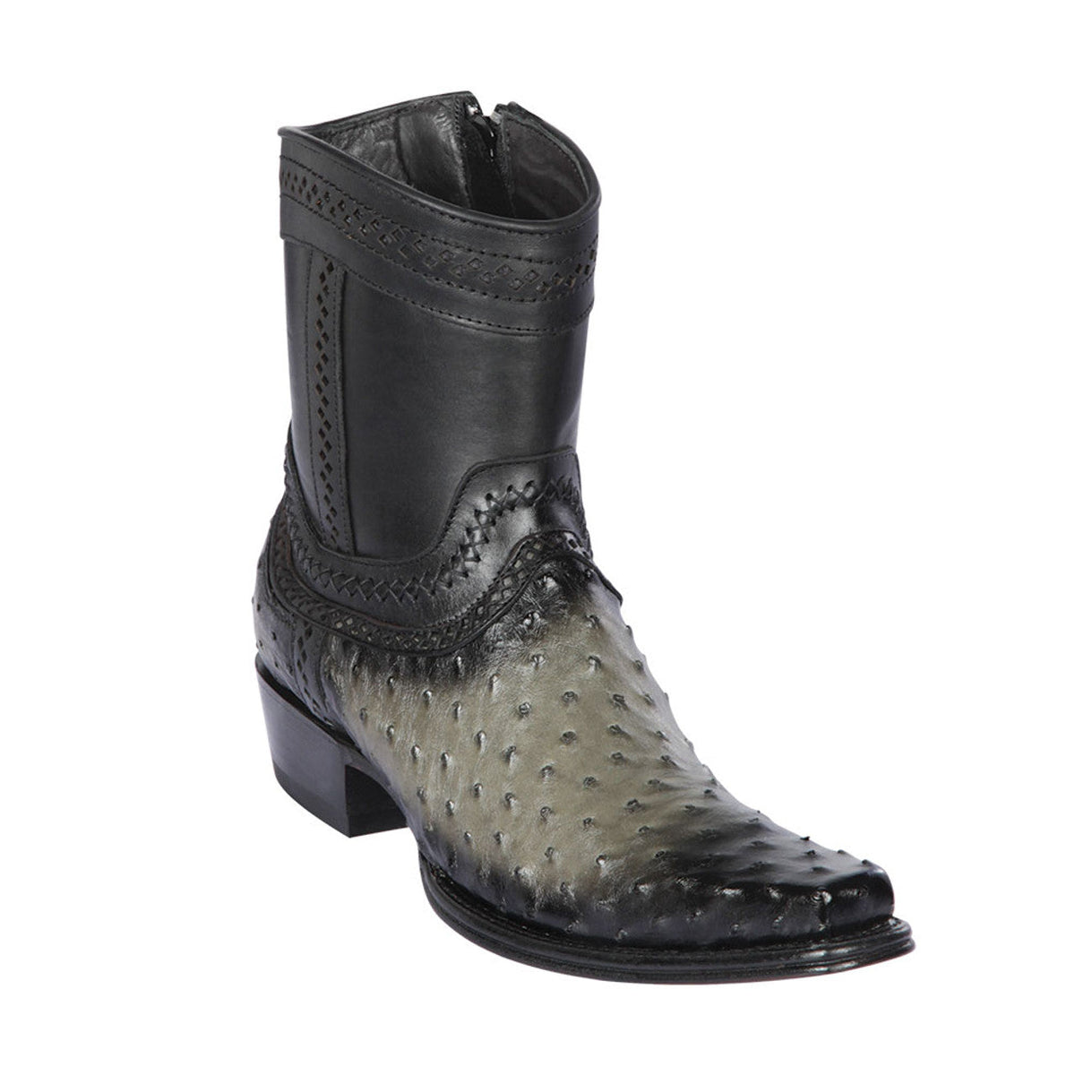 Los Altos Grey Ostrich Low Shaft European Square Toe Mens Boot
