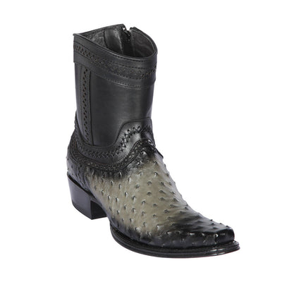 Los Altos Grey Ostrich Low Shaft European Square Toe Mens Boot