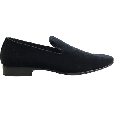 "Black Velvet Tuxedo Loafer - Modern Men's Slip-On Style"