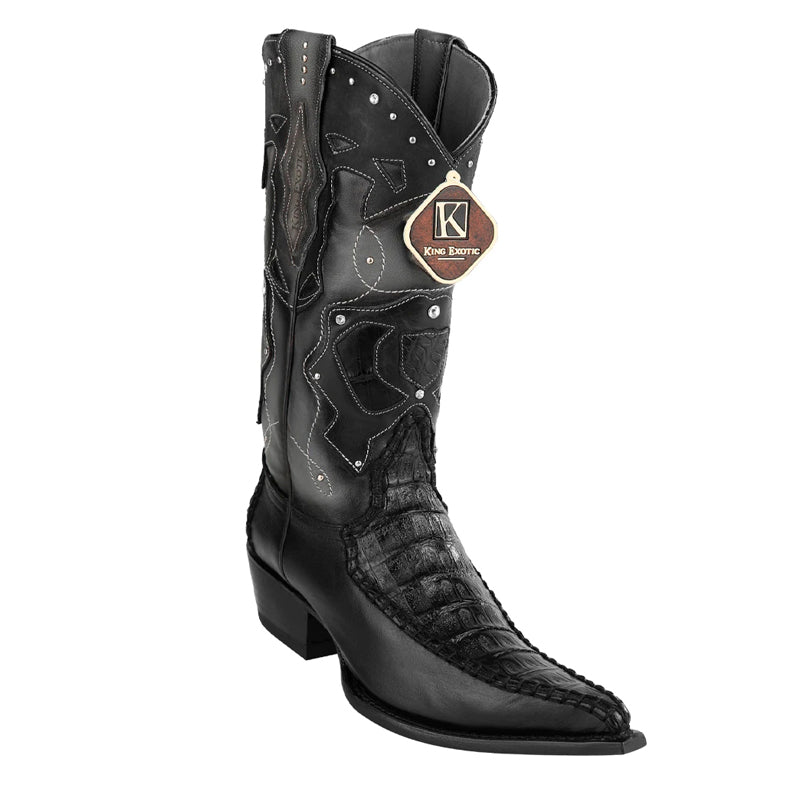 Men's King Exotic Boots Genuine Caiman Belly 3x Toe Black (495v28205) - 6 EE