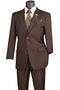 Nola Collection - Brown Regular Fit 2 Piece Suit Flat Front Pants with 2″ Elastic Waistband