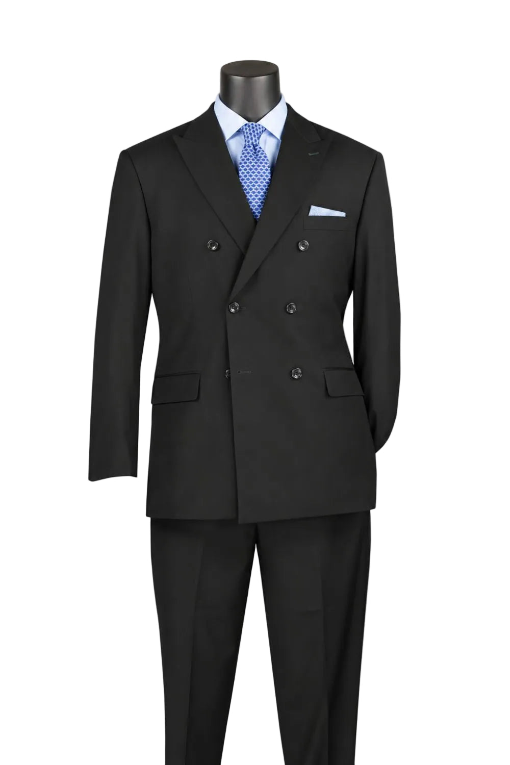 Ramses Collection Regular Fit Double Breasted 2-Piece Suit - Black