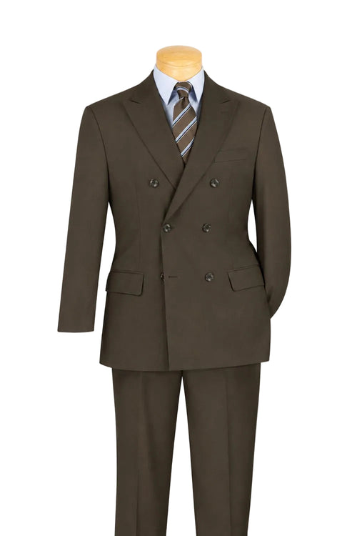 Ramses Collection Regular Fit Double Breasted 2-Piece Suit - Brown