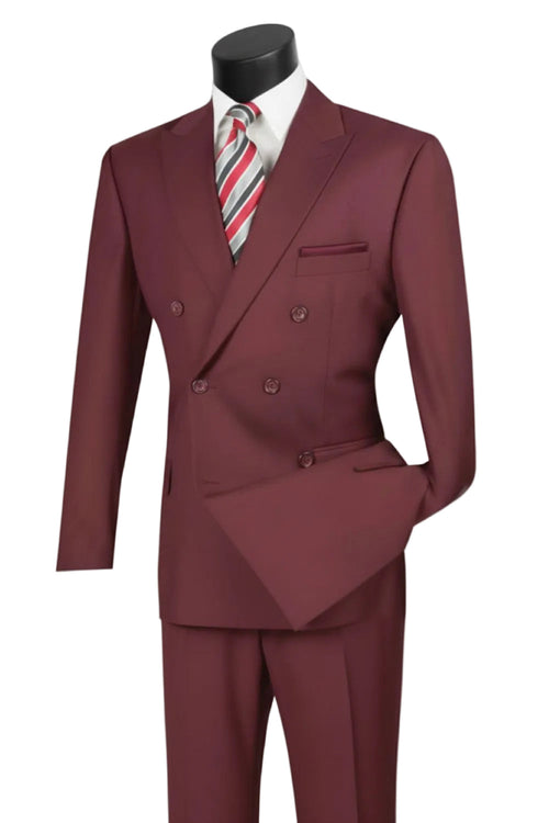 Ramses Collection Regular Fit Double Breasted 2-Piece Suit - Burgundy