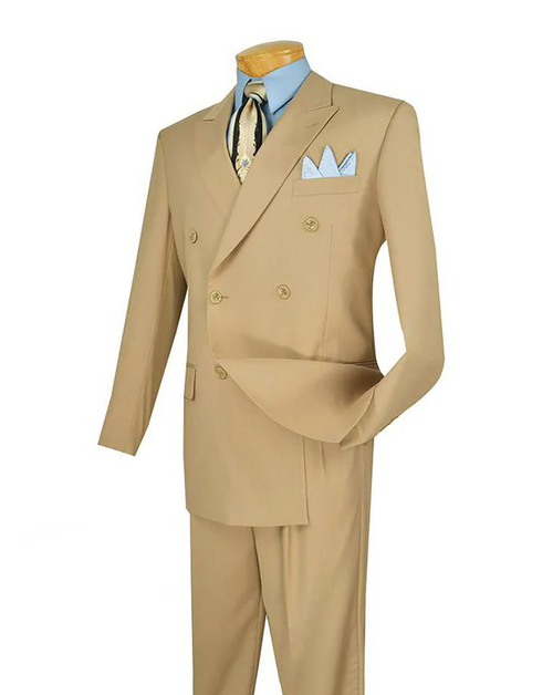 Ramses Collection Regular Fit Double Breasted 2-Piece Suit - Light Beige
