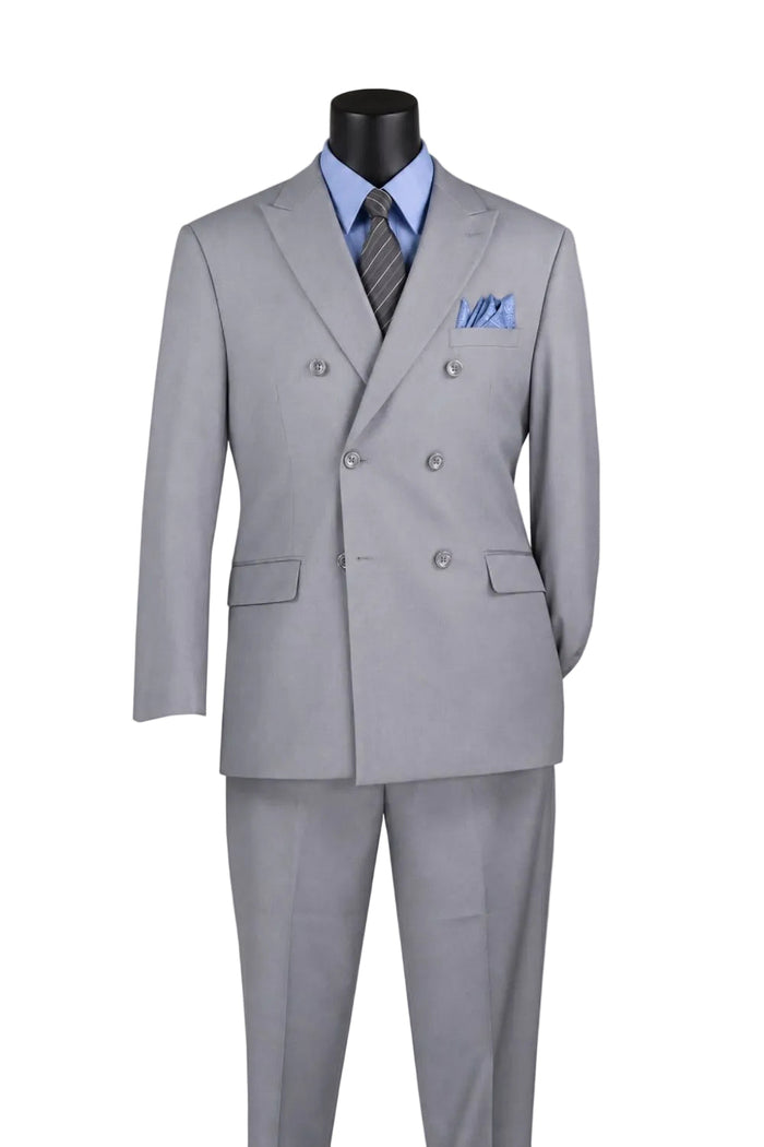 Ramses Collection Regular Fit Double Breasted 2-Piece Suit - Light Gray