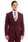 "Burgundy Men's Wedding & Prom 2025 Suit - One Button, Peak Lapel, Skinny Fit with Lowcut Vest"