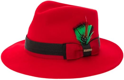 Grayson Fedora Crushable 100% Australian Wool Traveler Two Tone Red Hat - Small