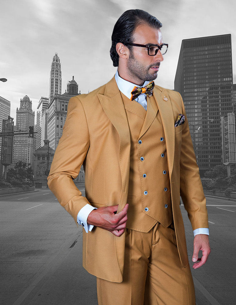 Big and Tall Business Suits - Suits For Big Man - Large Men's Camel Wool   Vested Suits - 38 Short Jacket+32 Waist Adjustable 28to34)(Height: 5’4”to5’7”)(Neck 15-16.5)S-M)ggg