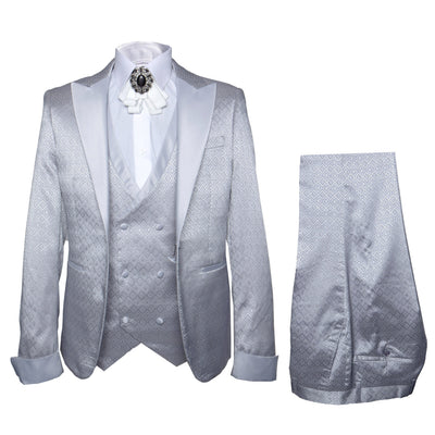 Rossi Man FORD RM1915 â€“ Men's Slim Fit 3-Piece Suit in Silver
