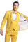 "Yellow Gold Floral Lapel Men's Tuxedo - One Button Vested for Prom 2025 & Wedding"