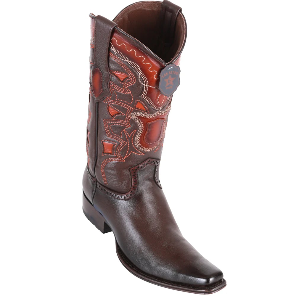 Los Altos Boots - Mens Dress Cowboy Boot - Low Priced European Toe Cowboy Boot - Faded Brown - 6