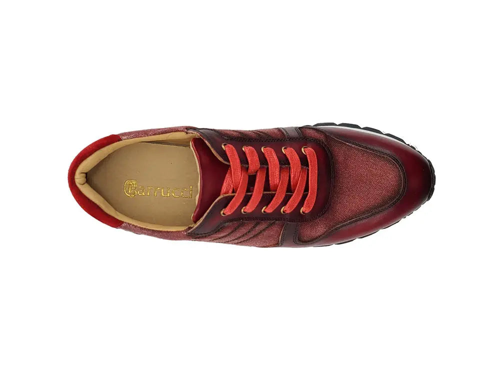 Carrucci Fashion Sneaker Calfskin with Canvas inlaid - 7.5