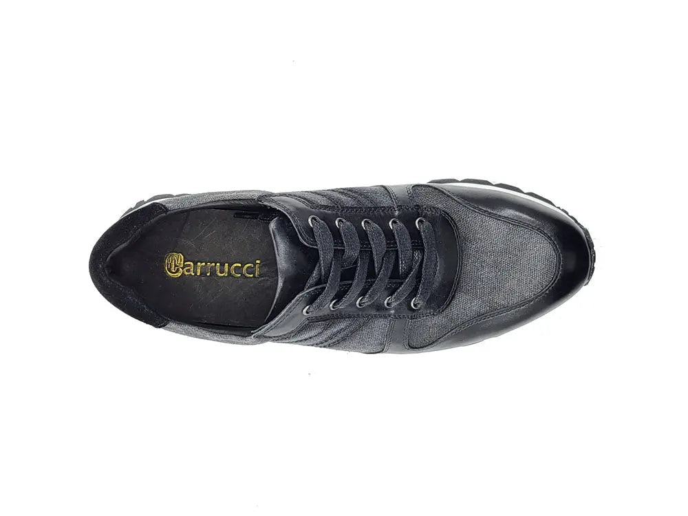 Carrucci Fashion Sneaker Calfskin with Canvas inlaid - 7.5