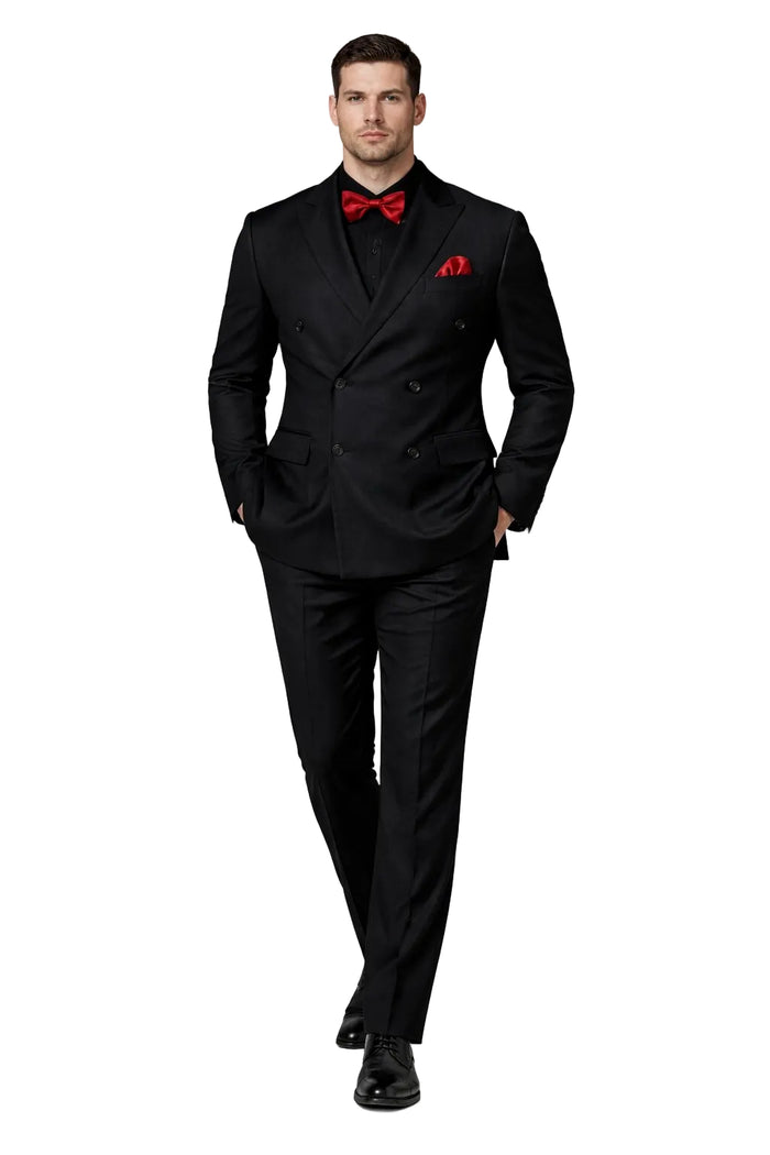 Ultra Slim Fit Double Breasted Charcoal Suit - Narrow Leg Pants - Gucci Cut - Tapered Jacket