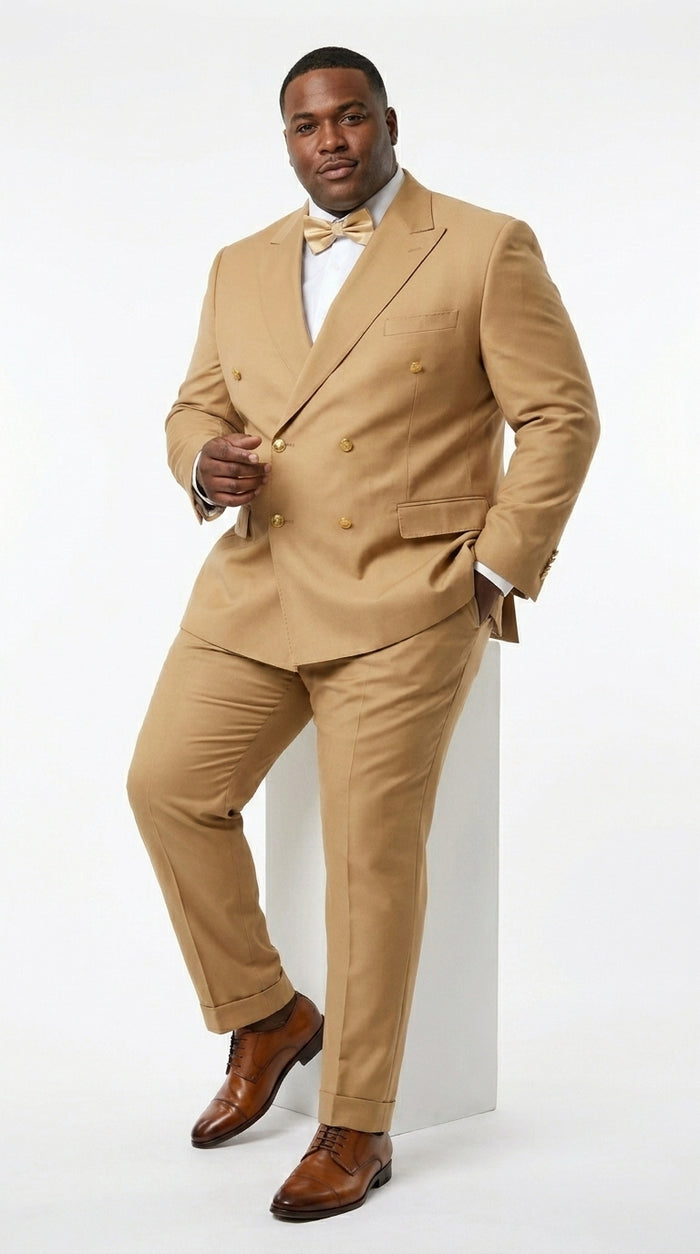 Rossiman Men’s Mustard Yellow Double Breasted Suit, Designer Fashion Dress Suit for Weddings, Prom, Parties, and Special Occasions
