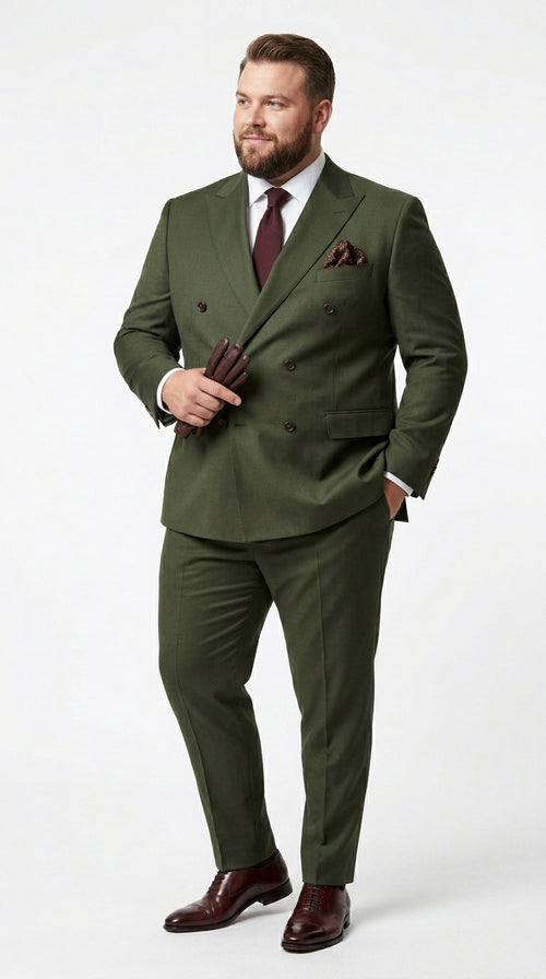 Men’s Dark Green Double Breasted Suit, Classic Formal Wedding Business Dress Suit