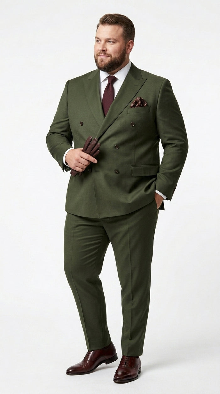 Men’s Dark Green Double Breasted Suit, Classic Formal Wedding Business Dress Suit