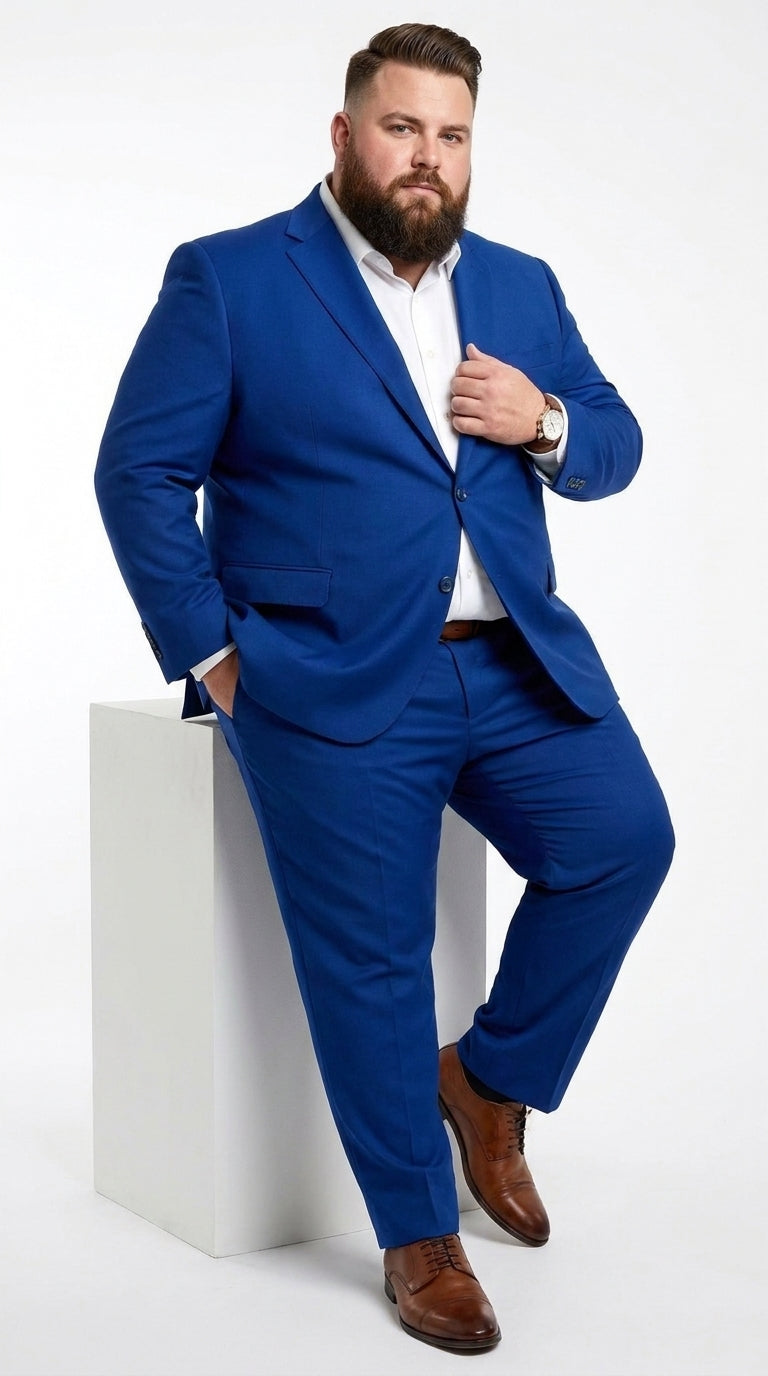 Men’s Dark Royal Blue Suit Separates, Big and Tall Indigo Cobalt Blue Formal Dress Suit - 38 Short Jacket+32 Waist Adjustable 28to34)(Height: 5 4 to5 7 )(Neck  15-16.5)S-M)