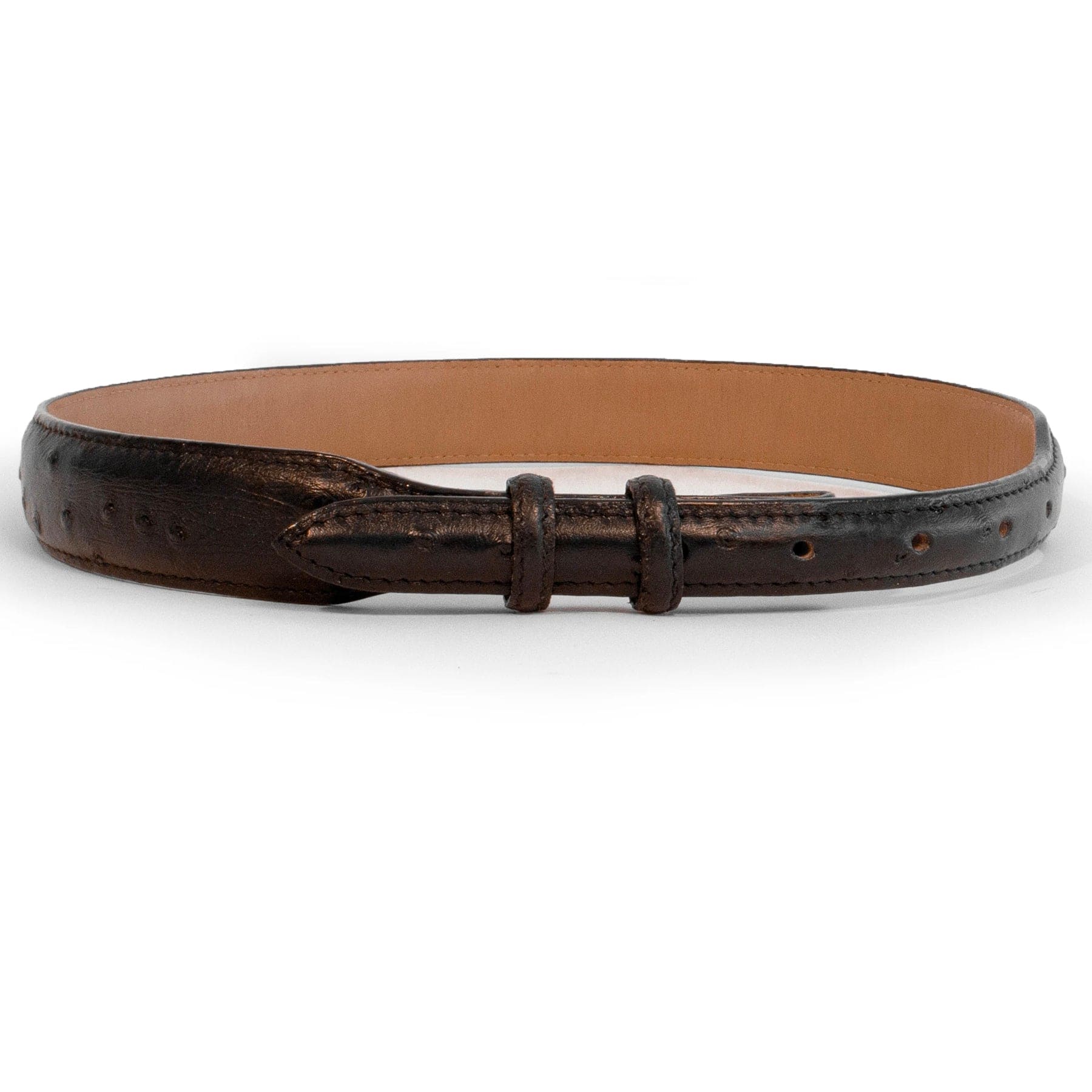 Mens Ferrini 1¼-¾" Tapered Ostrich Quill Dress Belt in Black Cherry - One Size Fits All | Cut to Size