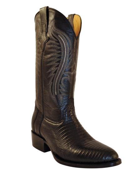 Ferrini Men's Teju Lizard R-Toe Boot - Black - 7 Standard / D / Medium