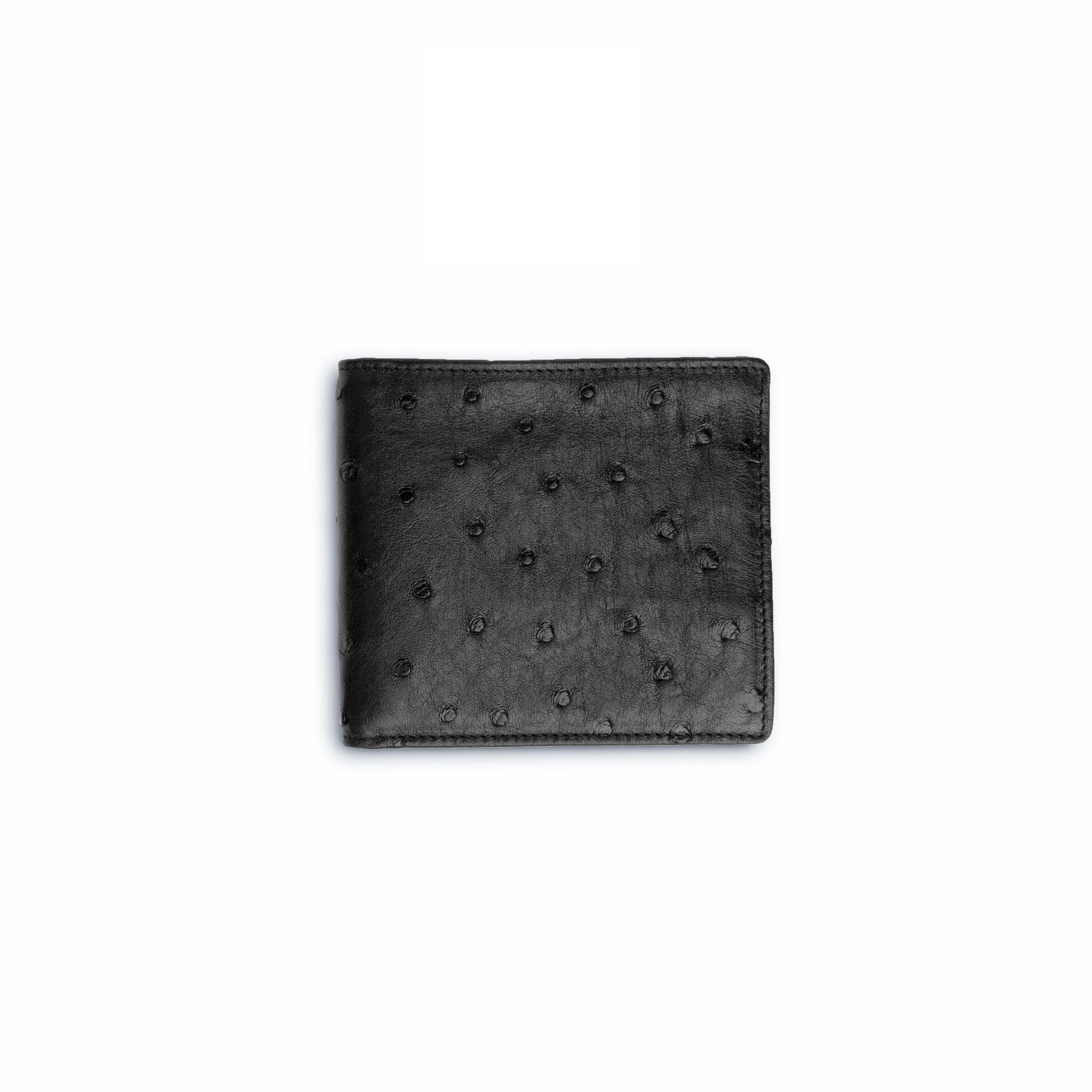 Mens Full Ostrich Quill Hipster Wallet in Black - Black