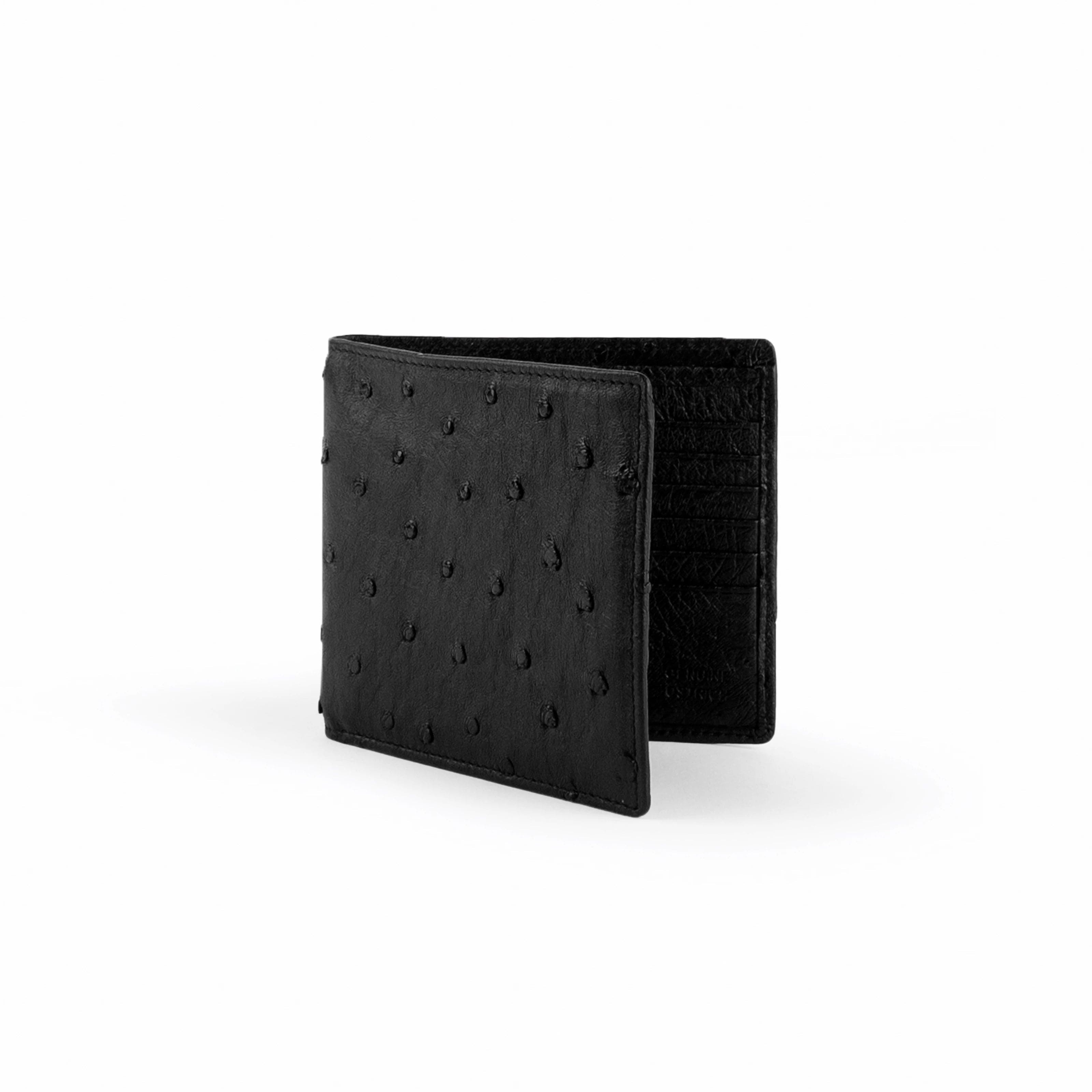 Mens Full Ostrich Quill Hipster Wallet in Black - Black