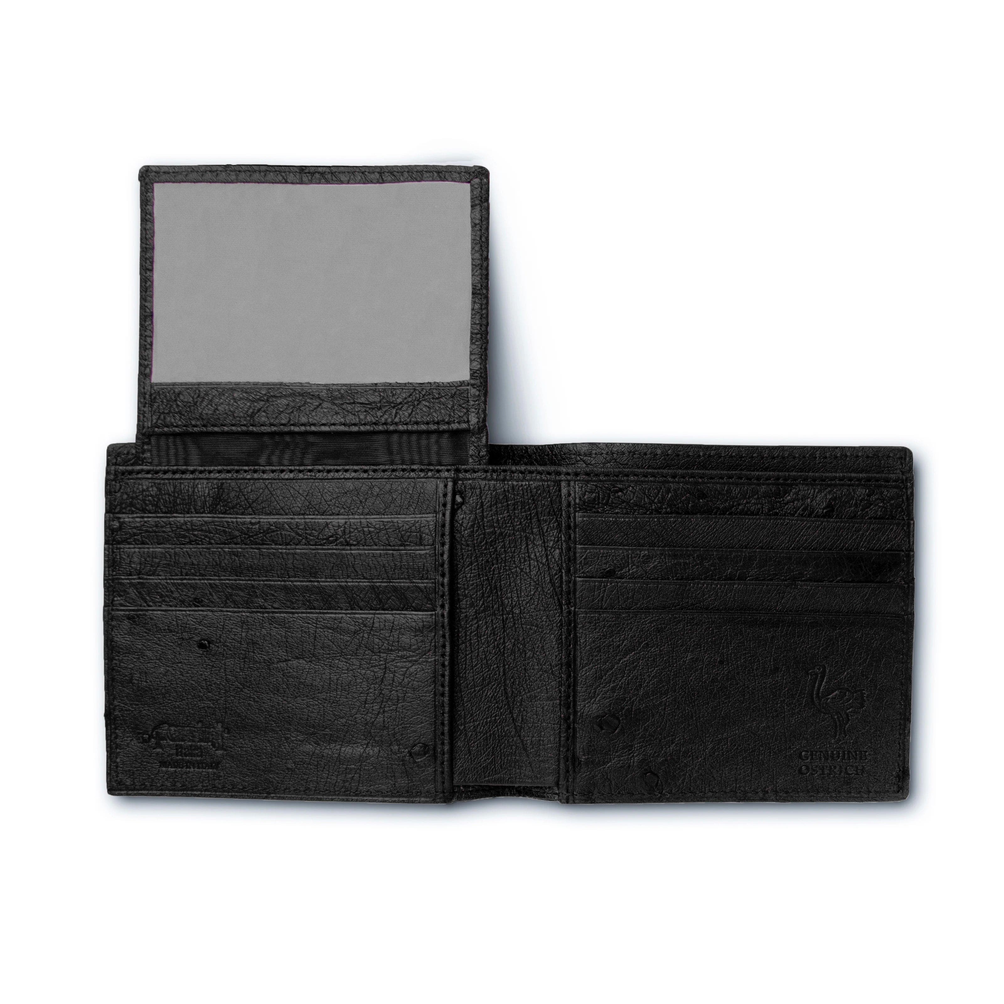 Ferrini Full Quill Ostrich Billfold - Black
