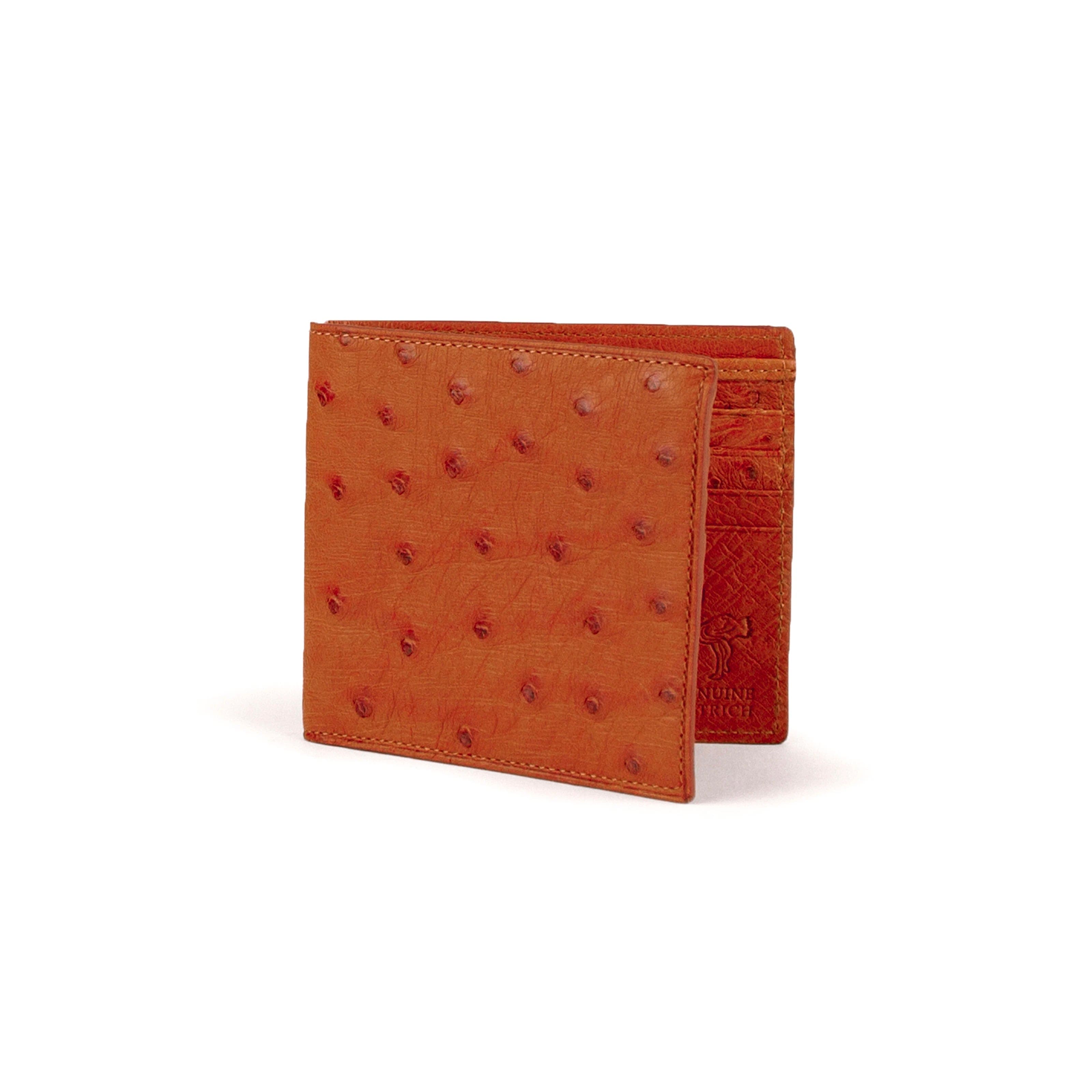 Mens Full Ostrich Quill Billfold Wallet in Cognac - Cognac